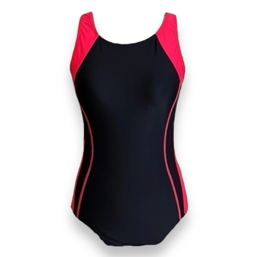 MyCharmo 50 UPF One Piece Bathing Suit Black and Pink Women’s Size M NWT!